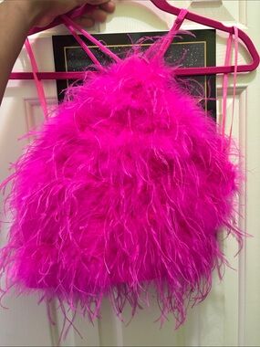 ANTONIO MELANI Hot Pink Feathered Camisole